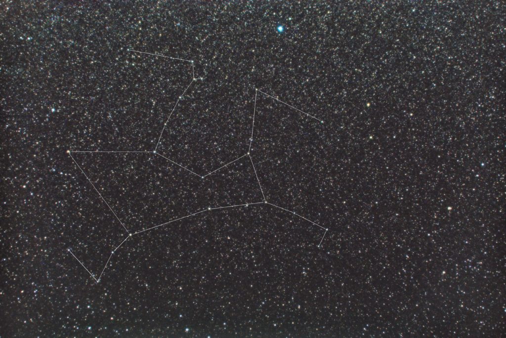 2018年07月18日22時53分58秒に一眼レフとカメラレンズで撮影したヘルクレス座の星座線入り星野写真（星空写真）しました。