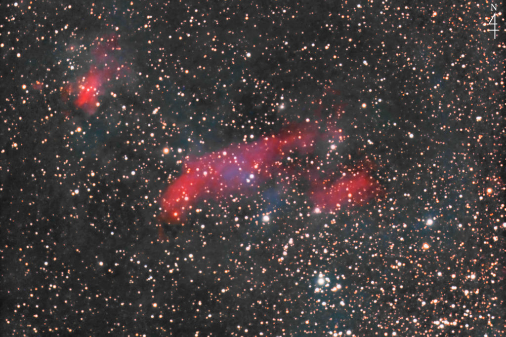この天体写真は2020年06月09日に撮影した「さそり座」にあるえび星雲（IC4628）と言う散光星雲です。焦点距離は1737mm。