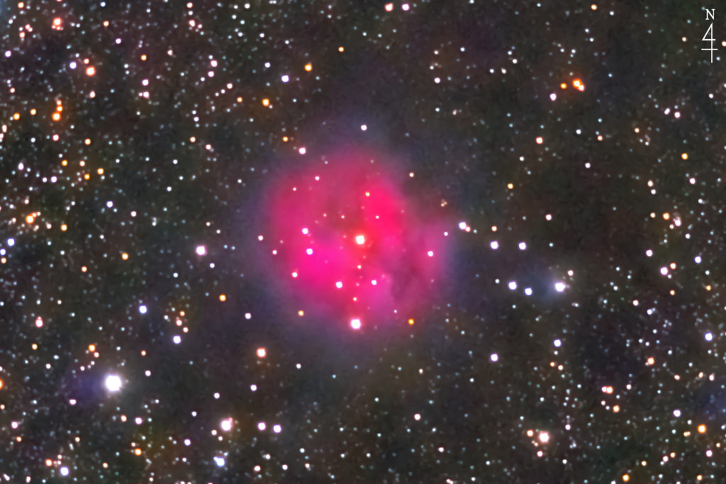 この天体写真は2020年08月16日に撮影した「はくちょう座」にあるまゆ星雲（コクーン星雲/IC5146/Sh2-125）と言う散光星雲です。焦点距離は3586mm。