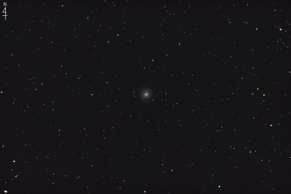 この天体写真は2017年09月19日に撮影した「うお座」にあるM74（メシエ74）と言う渦巻銀河です。焦点距離は1266mm。