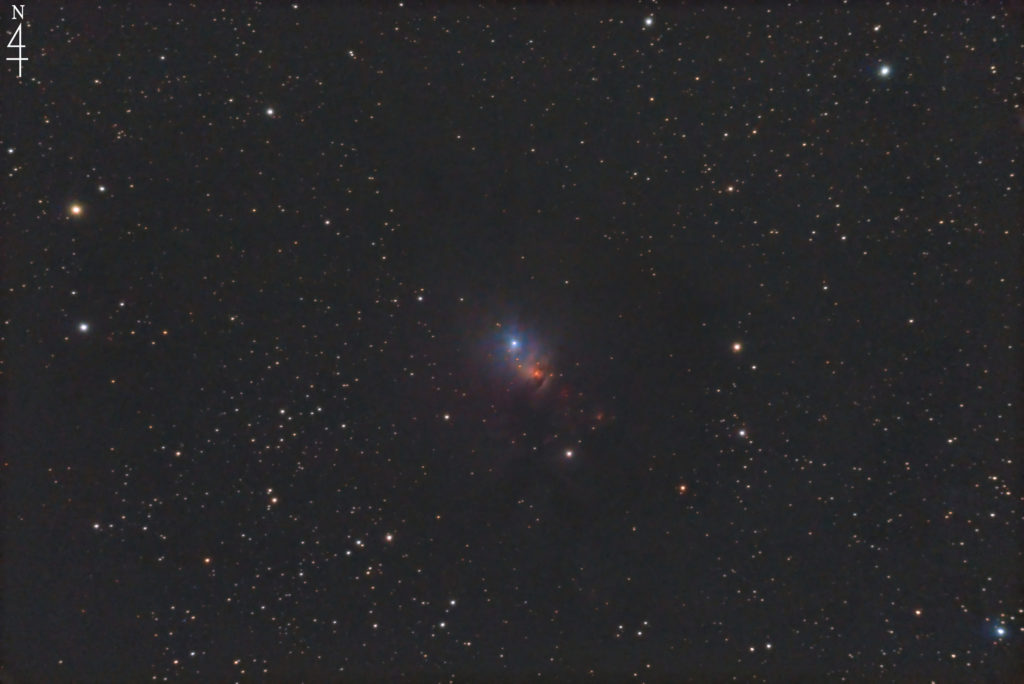 この天体写真は2021年11月04日に撮影したペルセウス座にあるNGC1333と言う反射星雲です。焦点距離は1248mm。