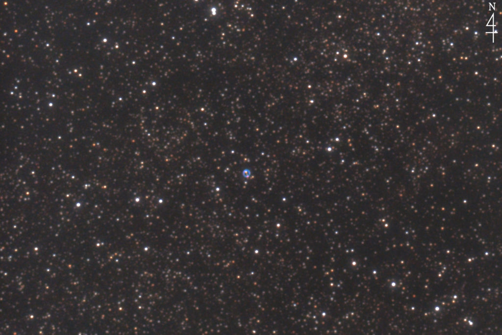 この天体写真は2020年04月26日に撮影した「さそり座」にあるチェリオ星雲（NGC6337）と言う双極惑星状星雲です。焦点距離は2291mm。