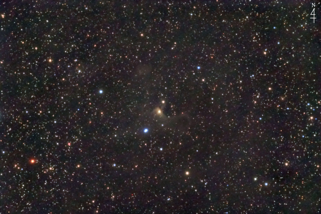 この天体写真は2020年09月15日に撮影した「ケフェウス座」にあるSh2-136（幽霊星雲/ゴースト星雲）と言う反射星雲です。焦点距離は1270mm。